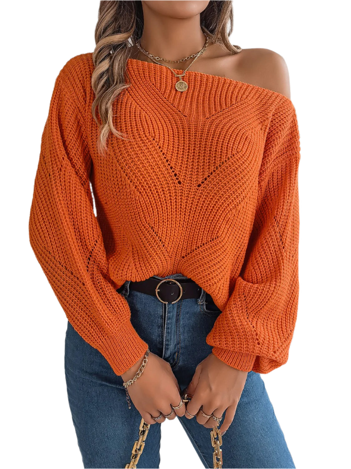 Openwork Long Sleeve Sweater