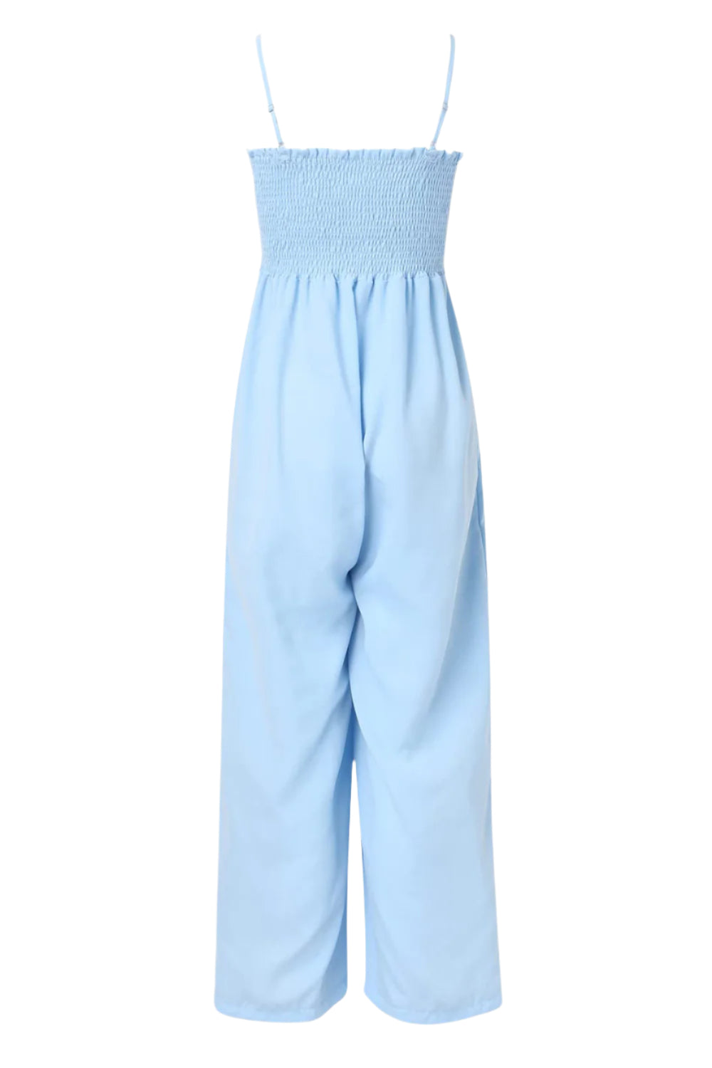 Smocked Spaghetti Strap Wide Leg Jumpsuit