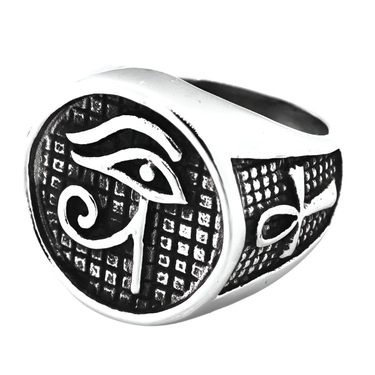 Eye of Horus Ankh Stainless Steel Ring