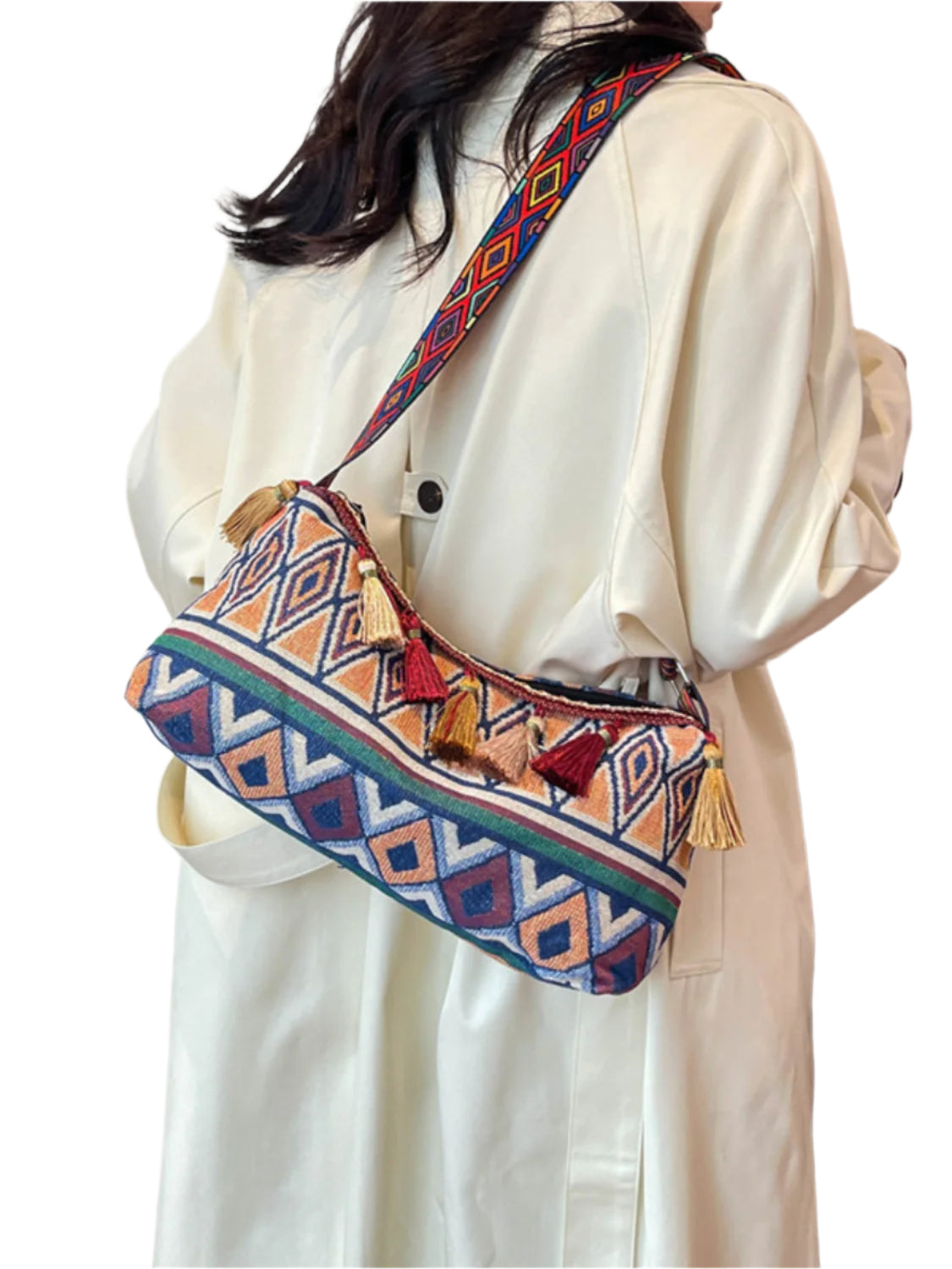 Tassel Adjustable Strap Shoulder Bag