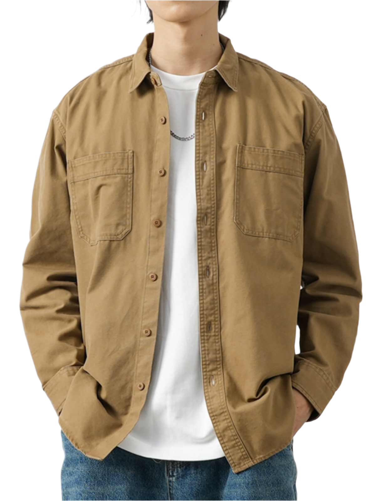 Pure Cotton Button Down Collared Long Sleeve Shirt