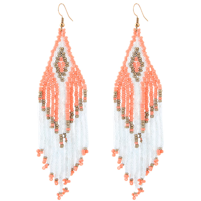 Boho Beaded Fringe Earrings