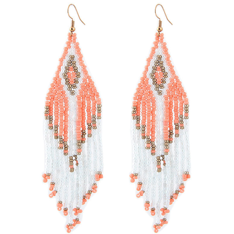 Boho Beaded Fringe Earrings