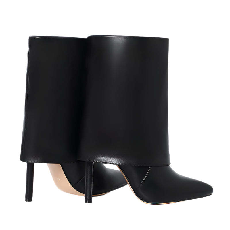 Long Fold Cowhide Leather Boots