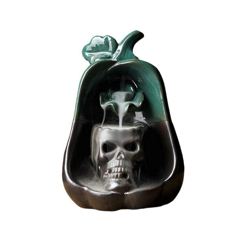 Purple Clay Reverse Flow Squash with Skull Incense Burner