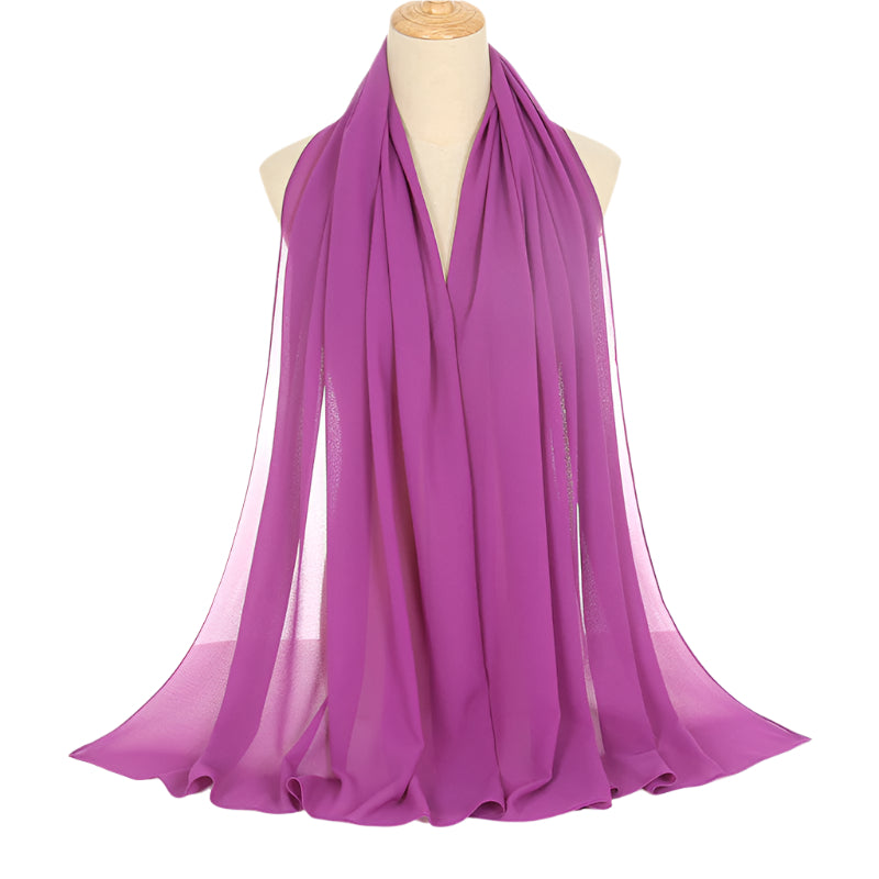 Pearl Chiffon Solid Color Rectangular Scarf