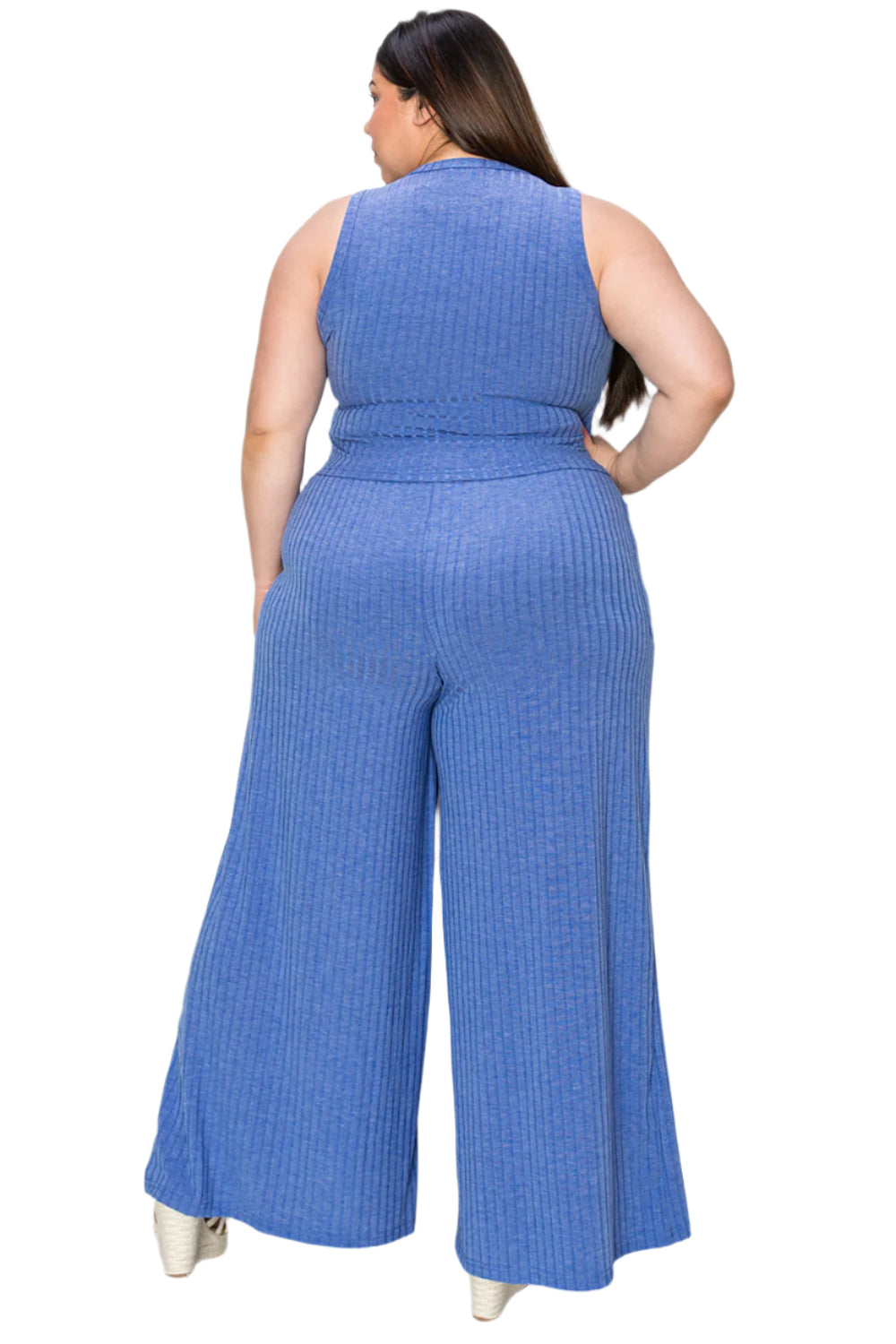 Basic Bae Full Size Ribbed Tank and Wide Leg Pants Set