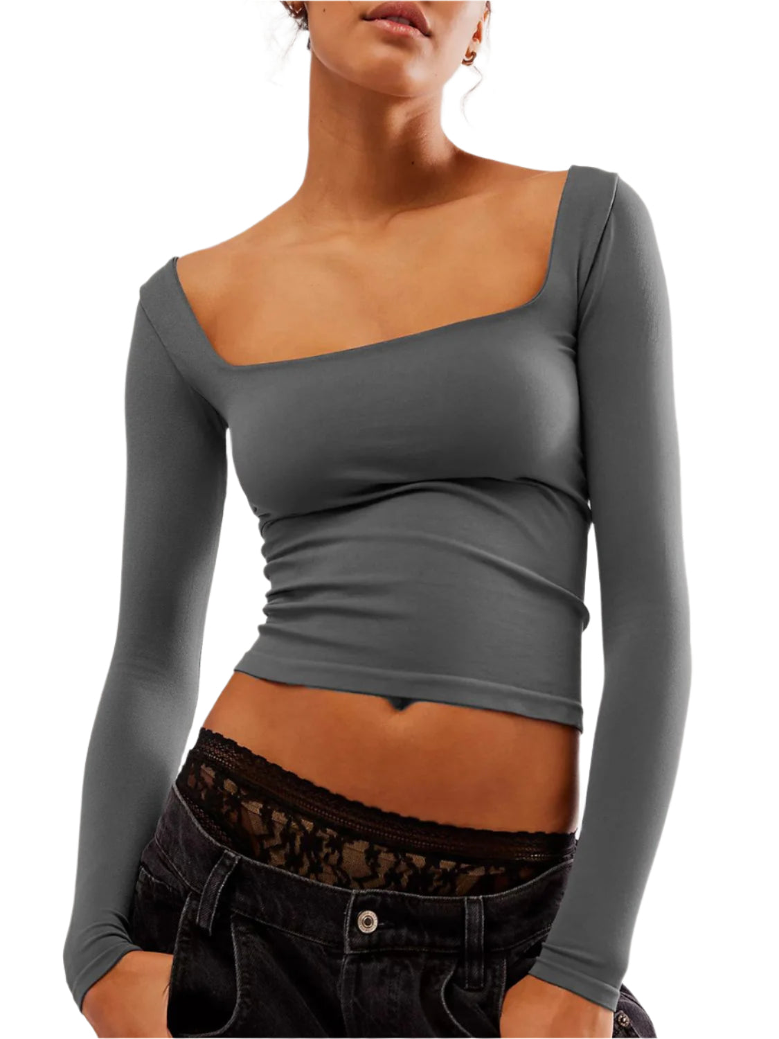 Square Neck Long Sleeve T-Shirt