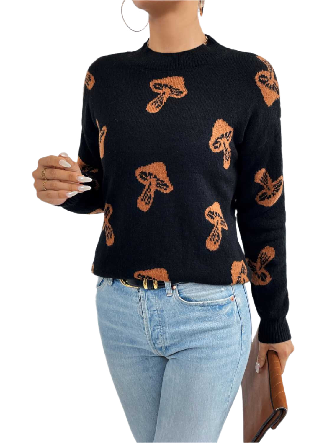 Patterned Drop Shoulder Sweater