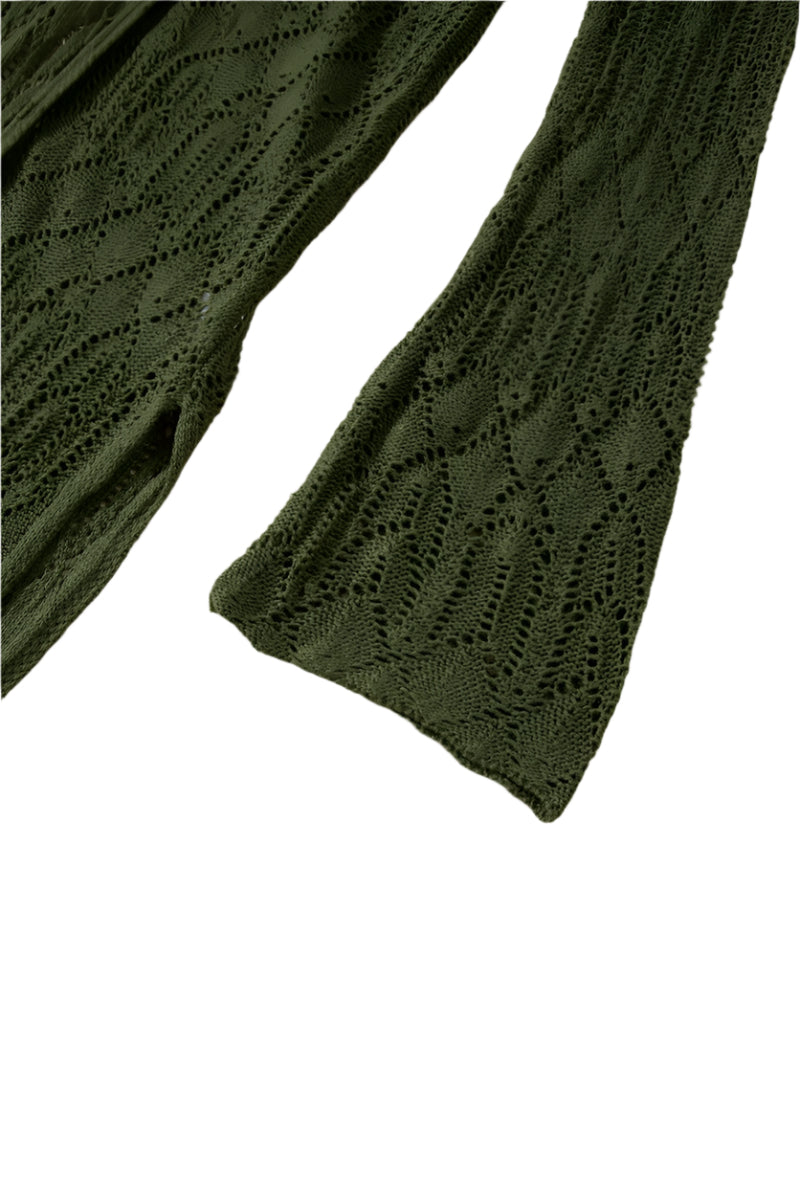 Openwork Open Front Long Sleeve Cardigan