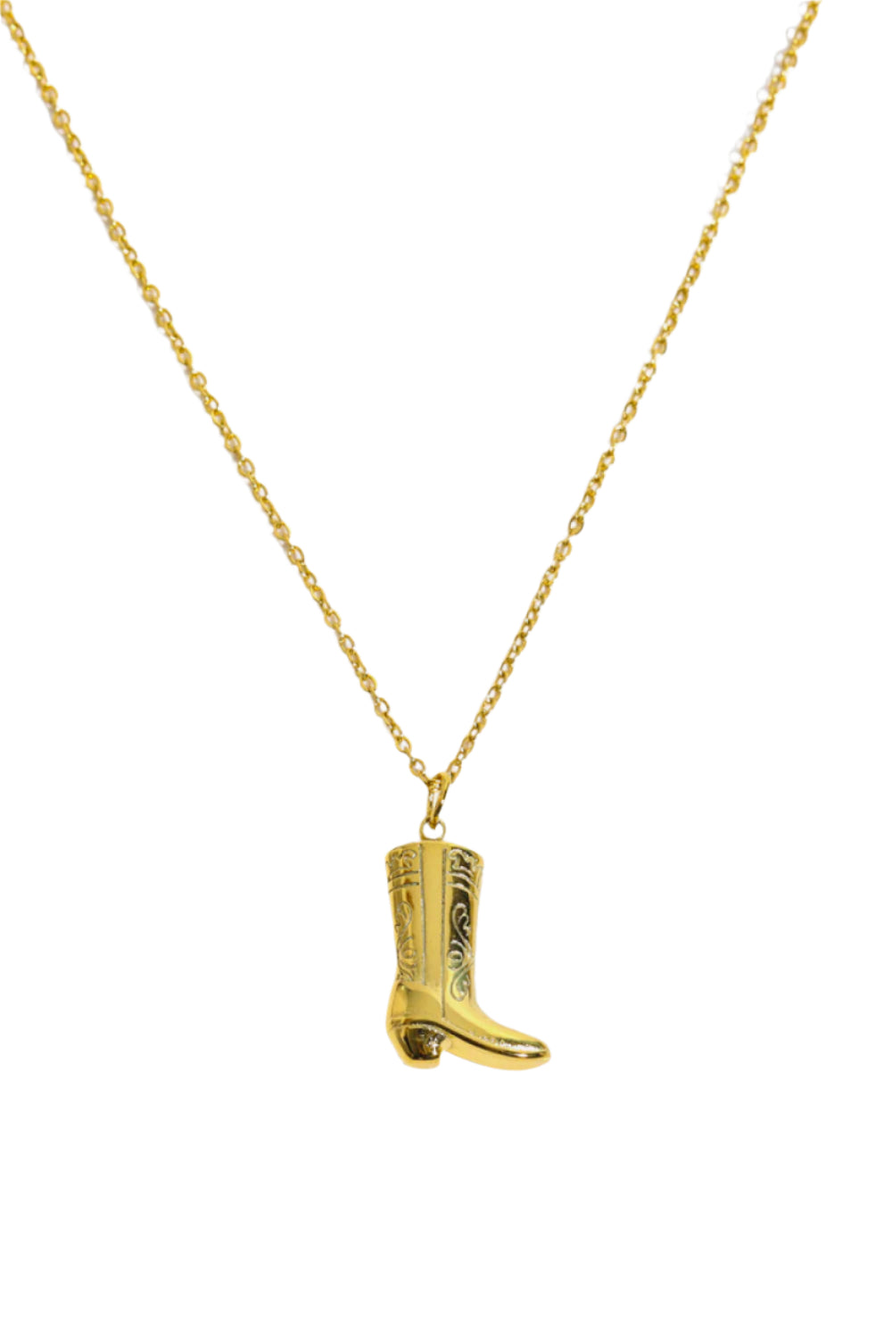 Cowboy Boot Pendant Stainless Steel Necklace