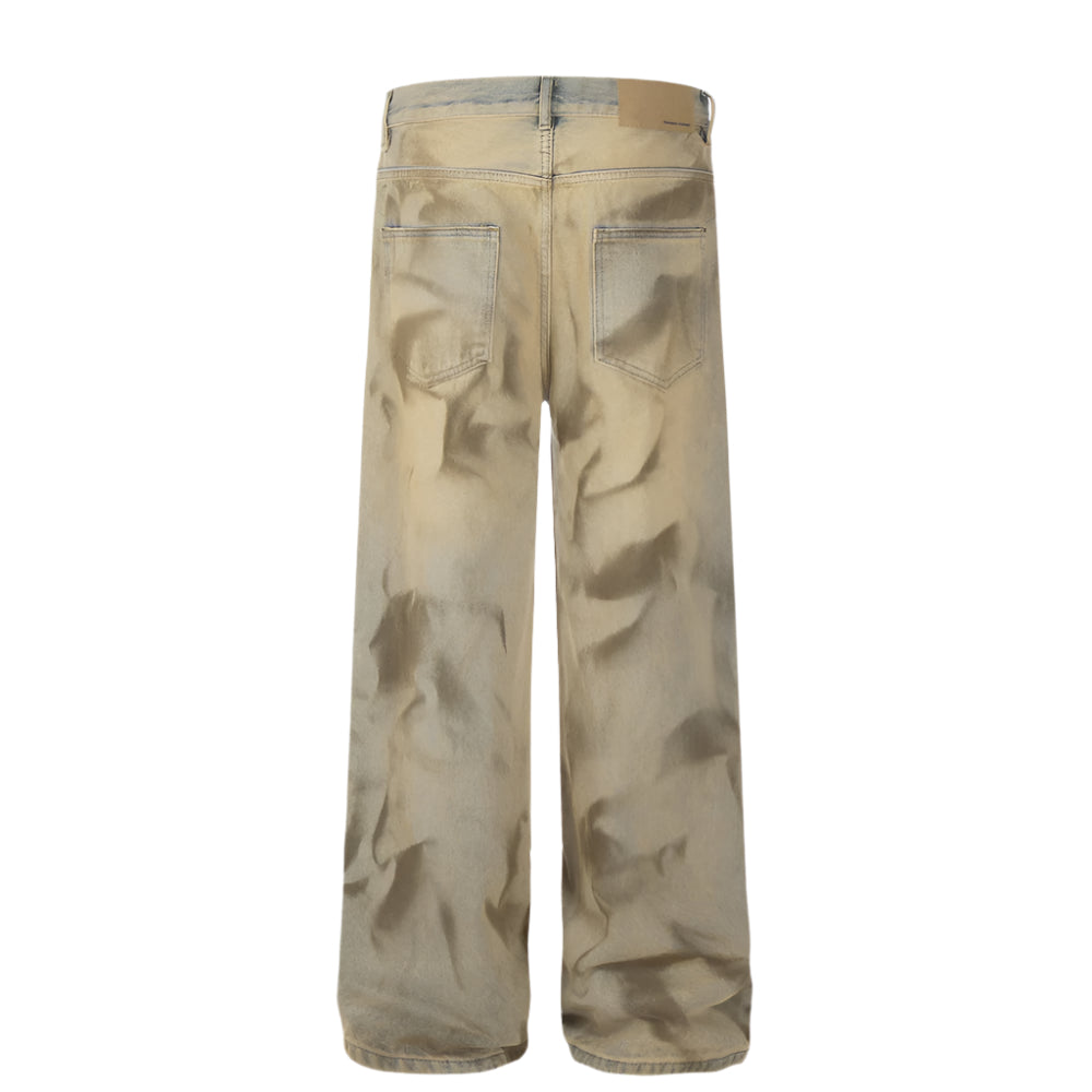 Men's Loose Straight Leg Dyed Denim Jeans