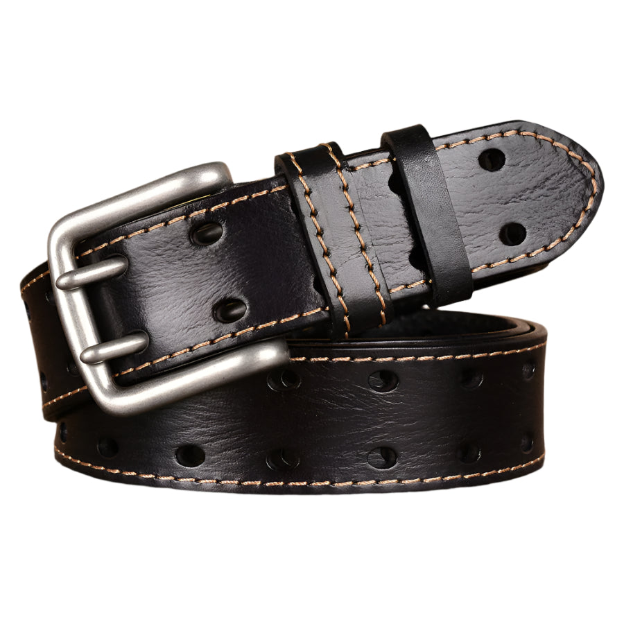 Men's Cowhide Leather Double Pin Belt