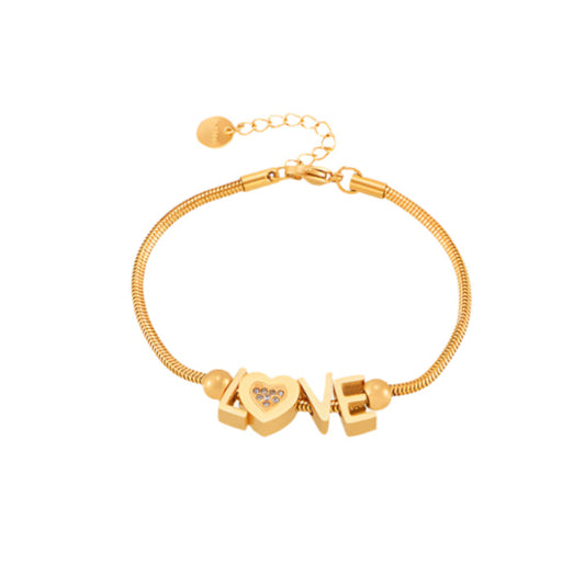 Titanium Steel Rhinestone Love Bracelet