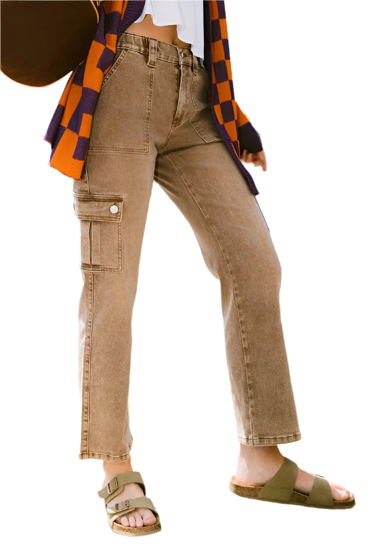 Annie Wear Straight Leg Jeans with Cargo Pockets