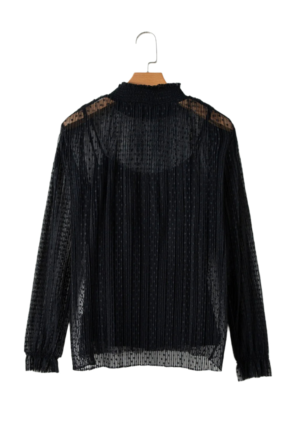 cami and Lace Sheer Mock Neck Long Sleeve Blouse