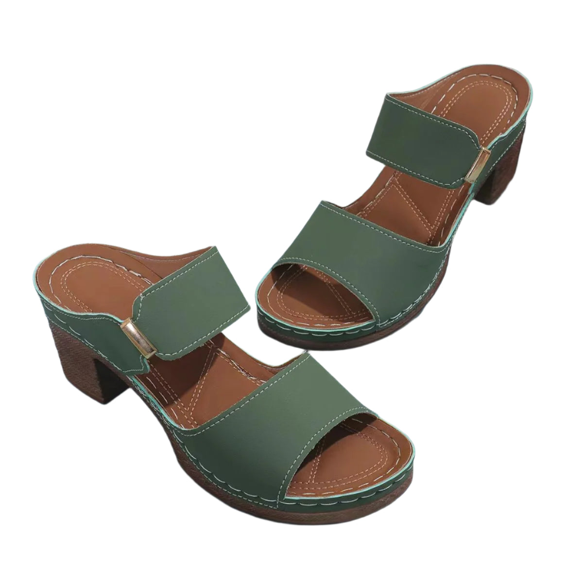 PU Leather Block Heel Sandals