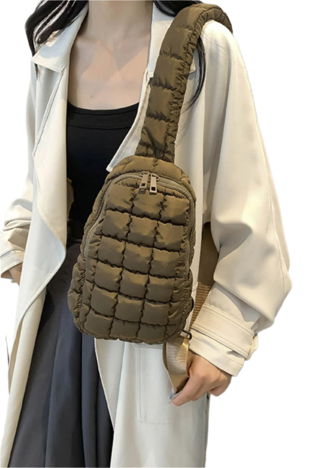 Quilted Nylon Crossbody  Bag
