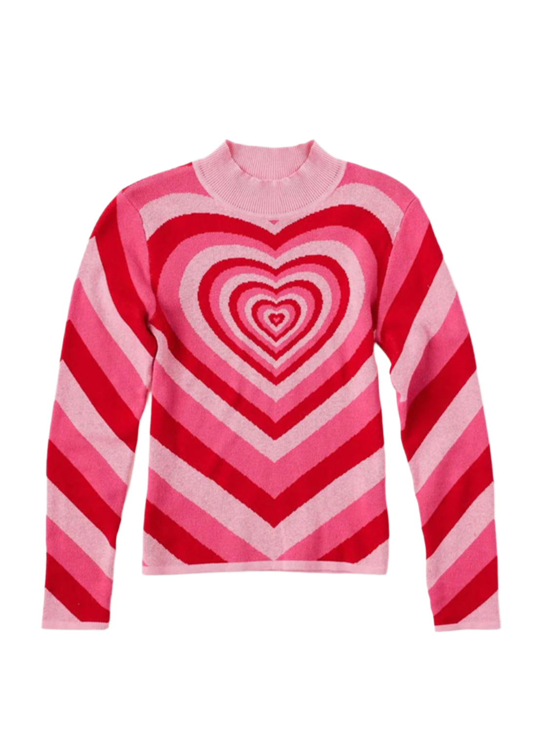 Heart Mock Neck Long Sleeve Sweater