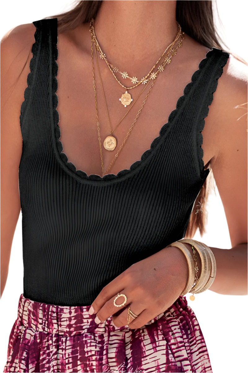 Scoop Neck Wide Strap Knit Tank