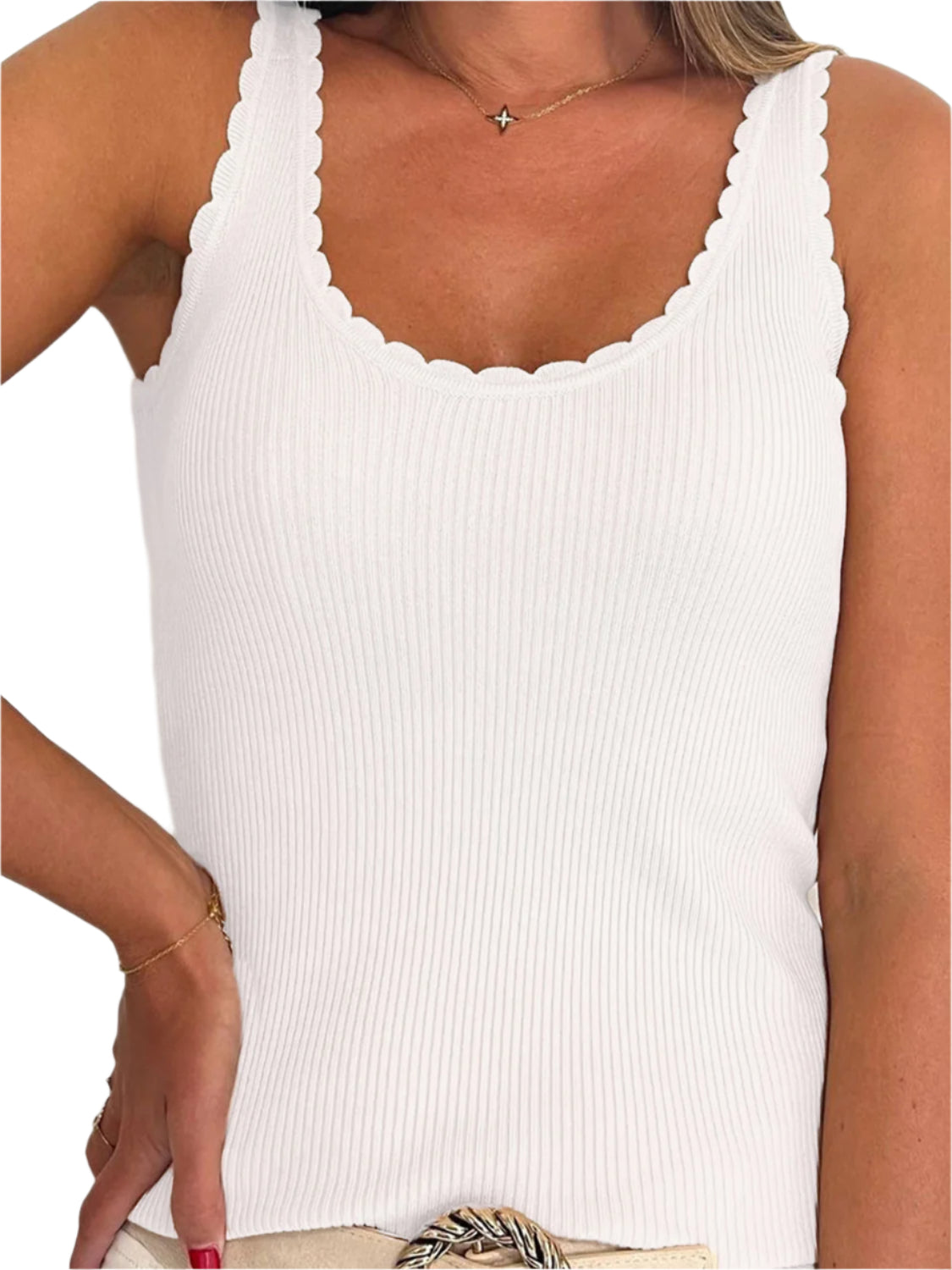 Scoop Neck Wide Strap Knit Tank