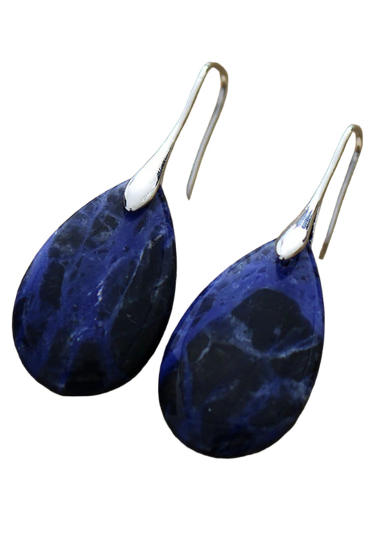 Sodalite Crystal Teardrop Earrings