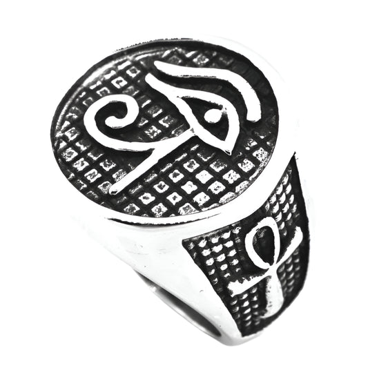 Eye of Horus Ankh Stainless Steel Ring