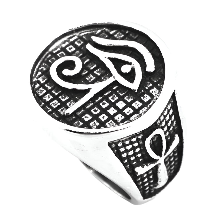 Eye of Horus Ankh Stainless Steel Ring