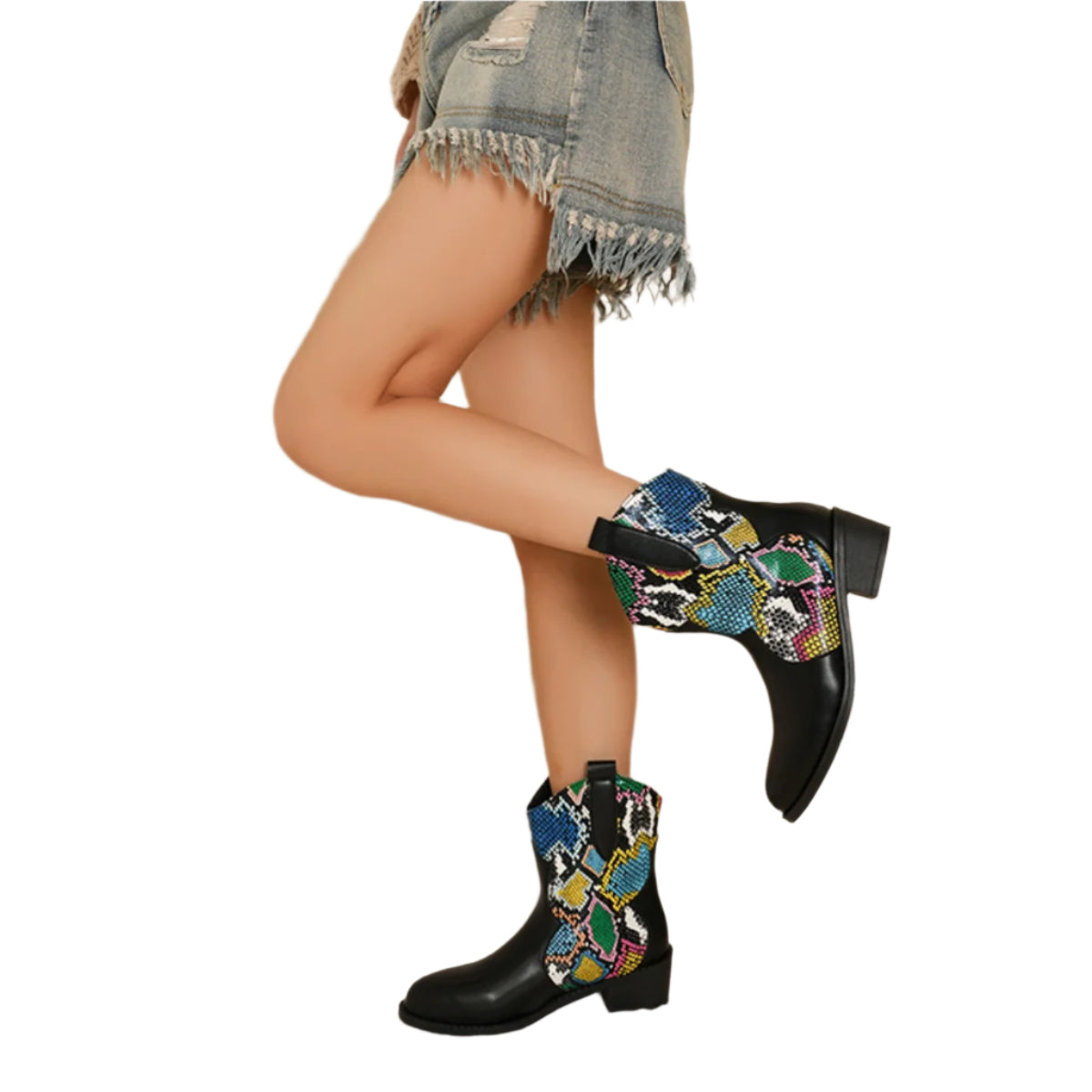 PU Leather Color Block Boots