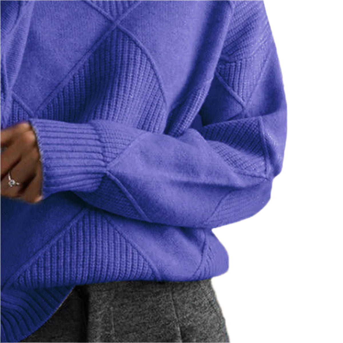 Geometric Turtleneck Long Sleeve Sweater