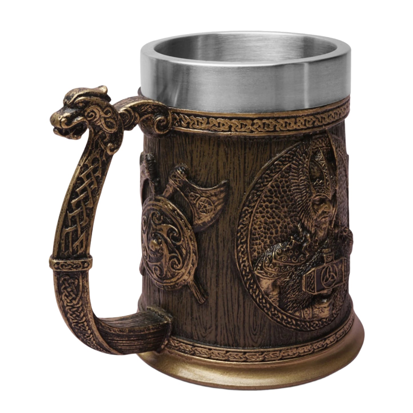 Stainless Steel Liner Resin Odin with Ravens and Thor with Mjölnir  Beer Steins Altar Mugs