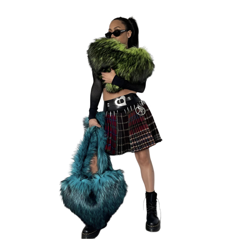Faux Fur Big Heart Crossbody Bag