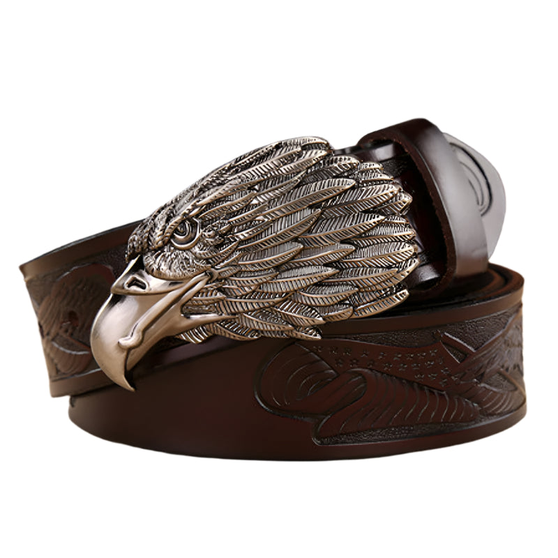 Men's Cowhide Leather American Eagle Buckle Belt