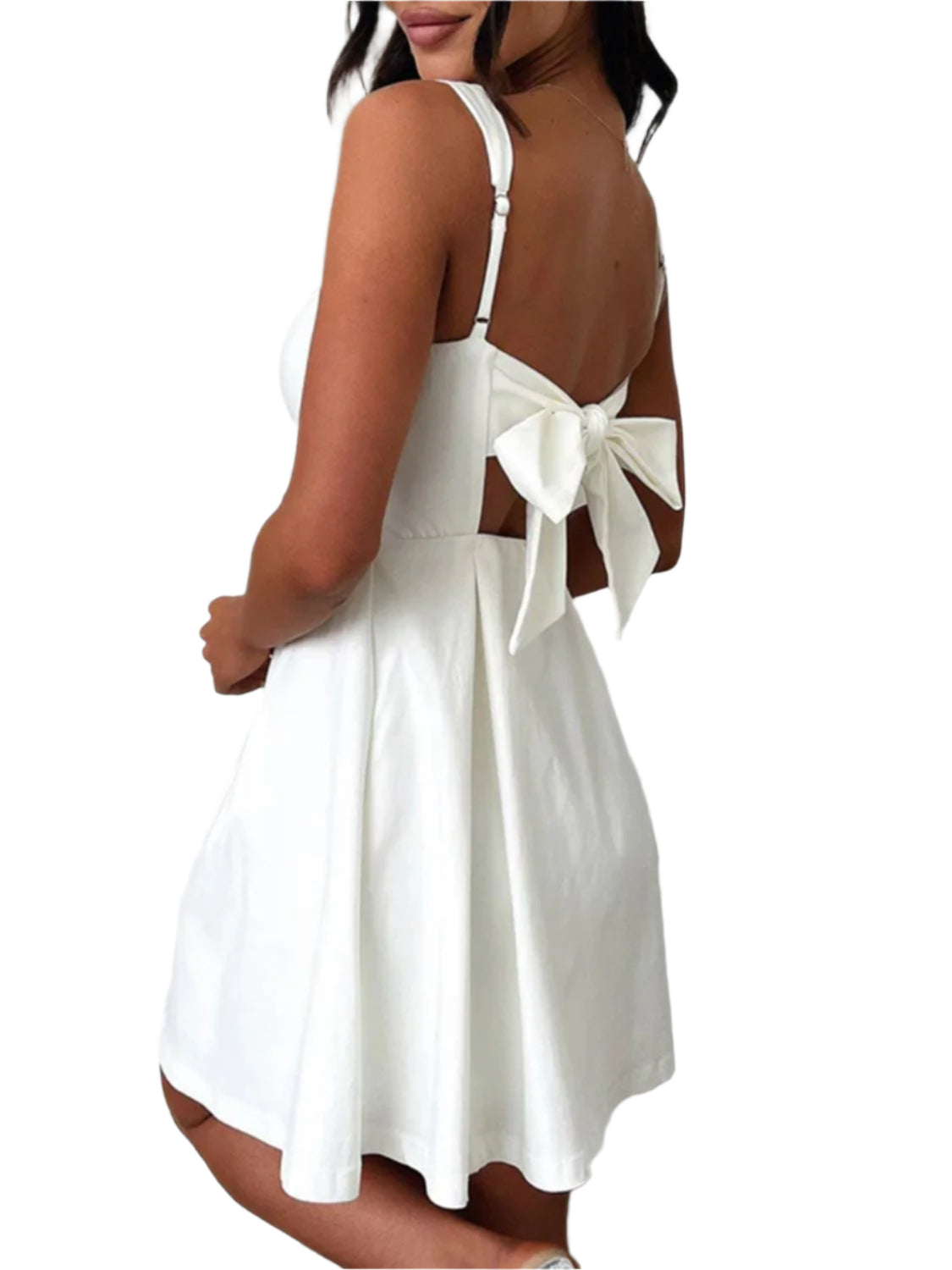 Devine Bow Back Square Neck Mini Dress