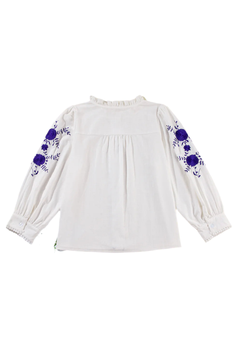 Frill Floral Embroidered Sleeve Shirt