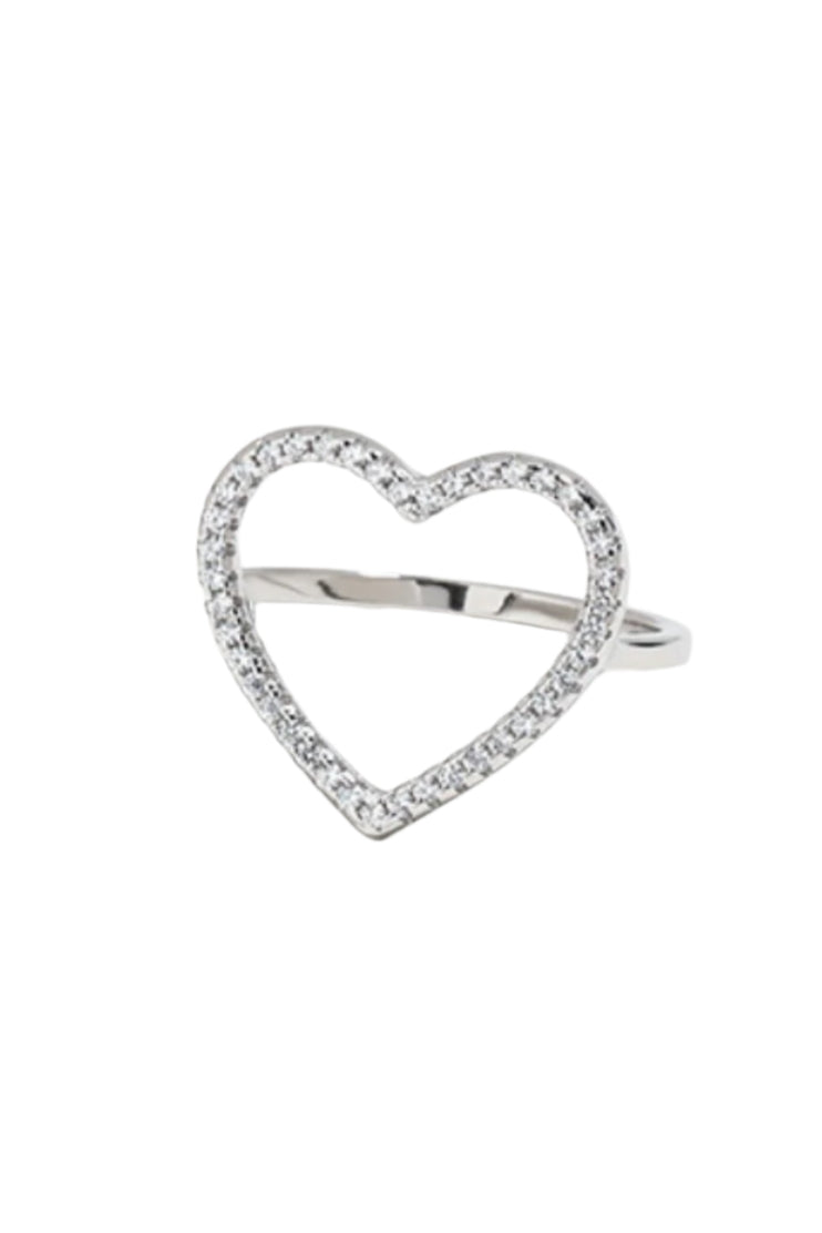 925 Sterling Silver Inlaid Zircon Heart Ring
