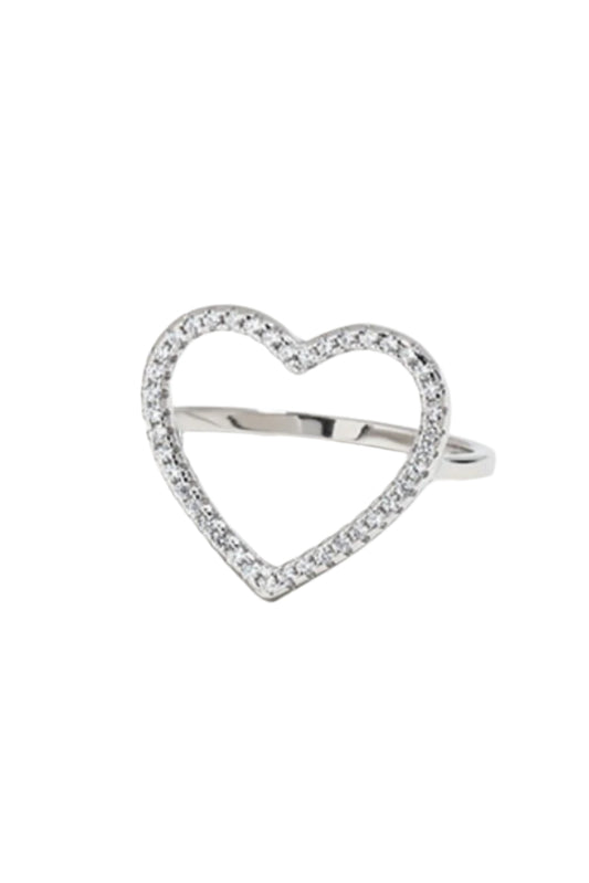 925 Sterling Silver Inlaid Zircon Heart Ring