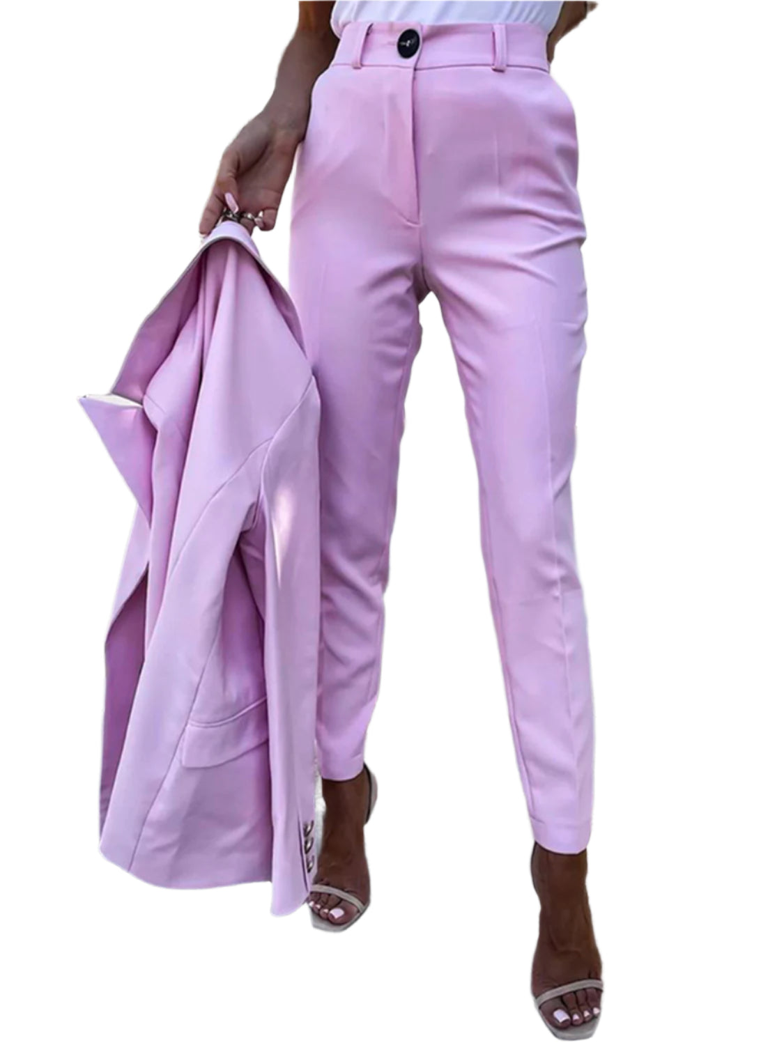 Lapel Collar Long Sleeve Blazer and Pants Set