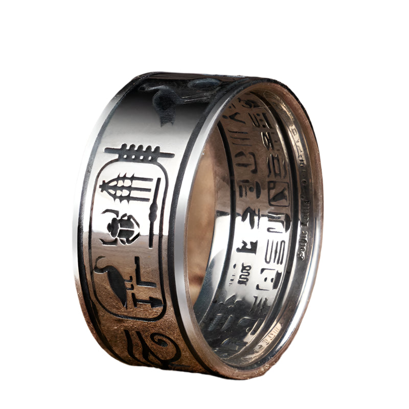 925 Sterling Silver Eye of Horus and  Anubis Ring