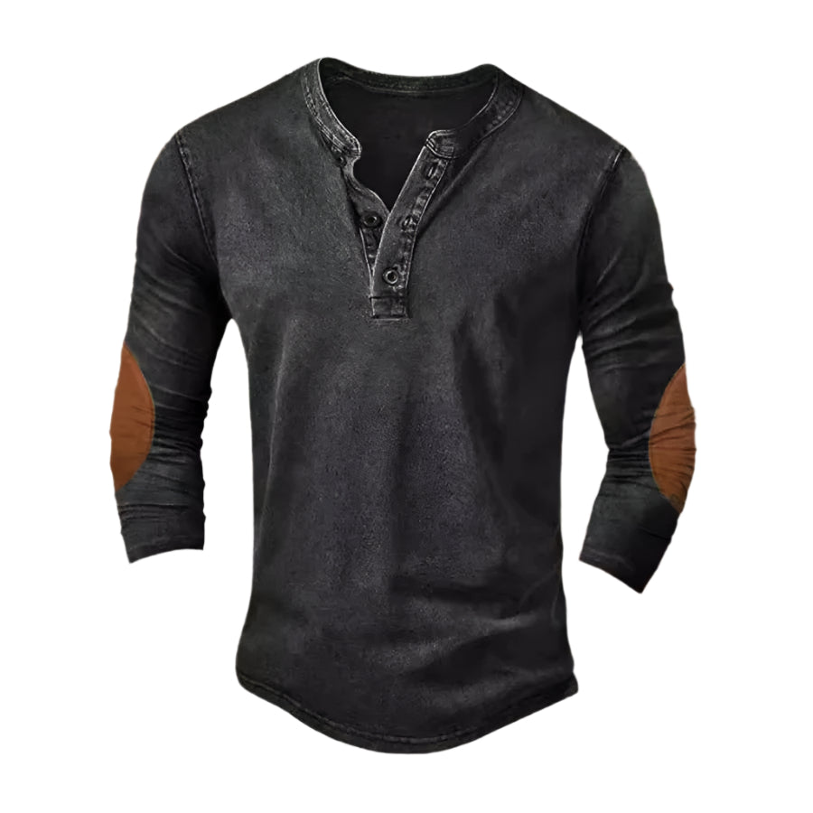 Quarter Sleeve Elbow Patch Men's Shirt
