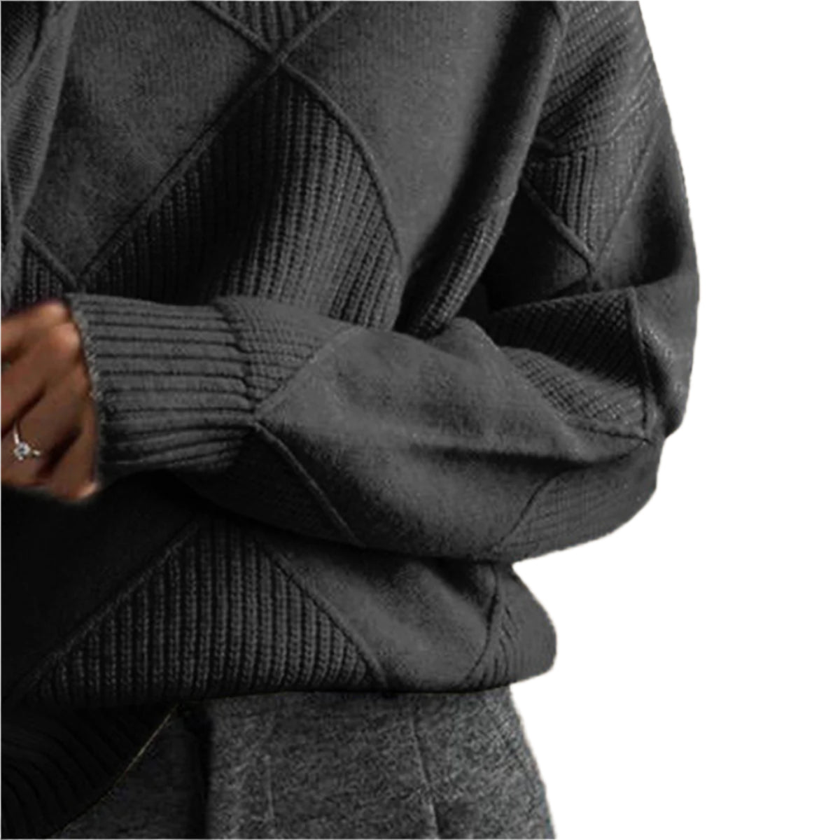 Geometric Turtleneck Long Sleeve Sweater