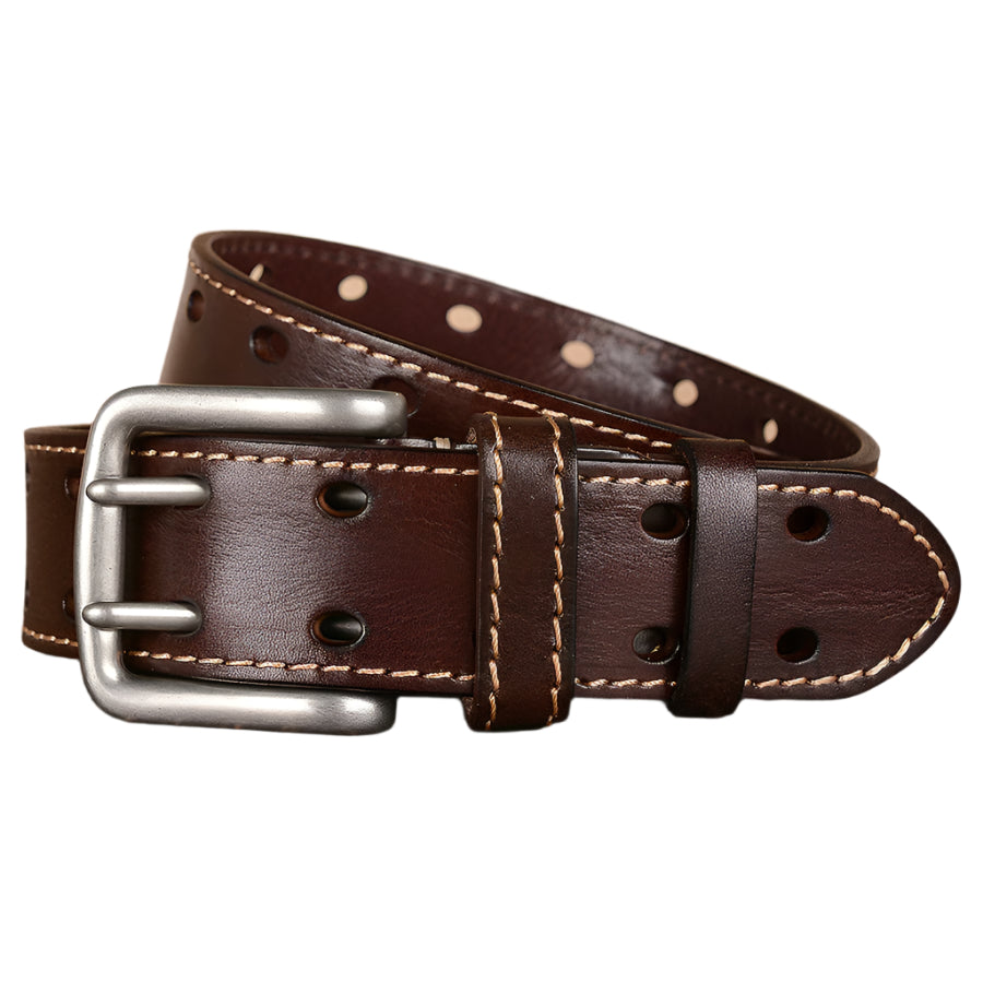 Men's Cowhide Leather Double Pin Belt
