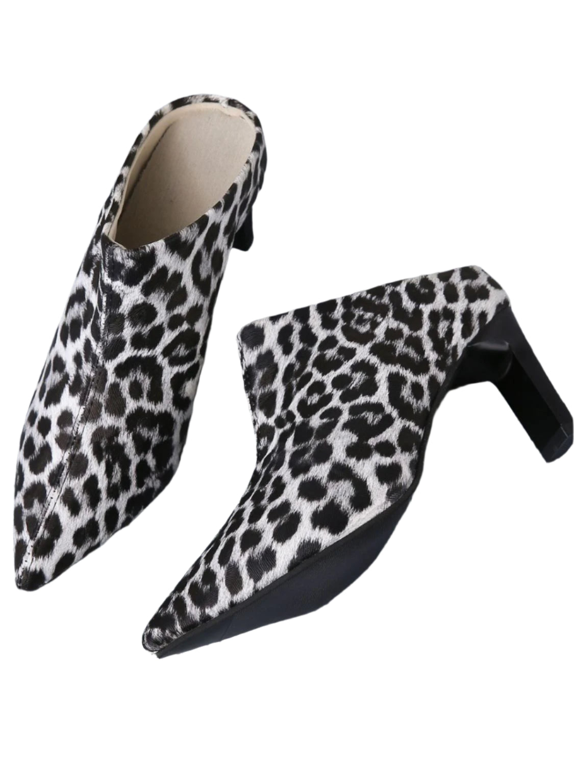PU Leather Leopard Point Toe Pumps