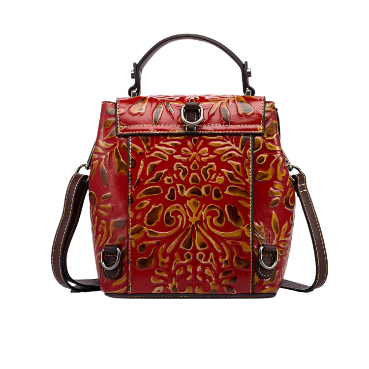 Embossed Cowhide Leather Handbag