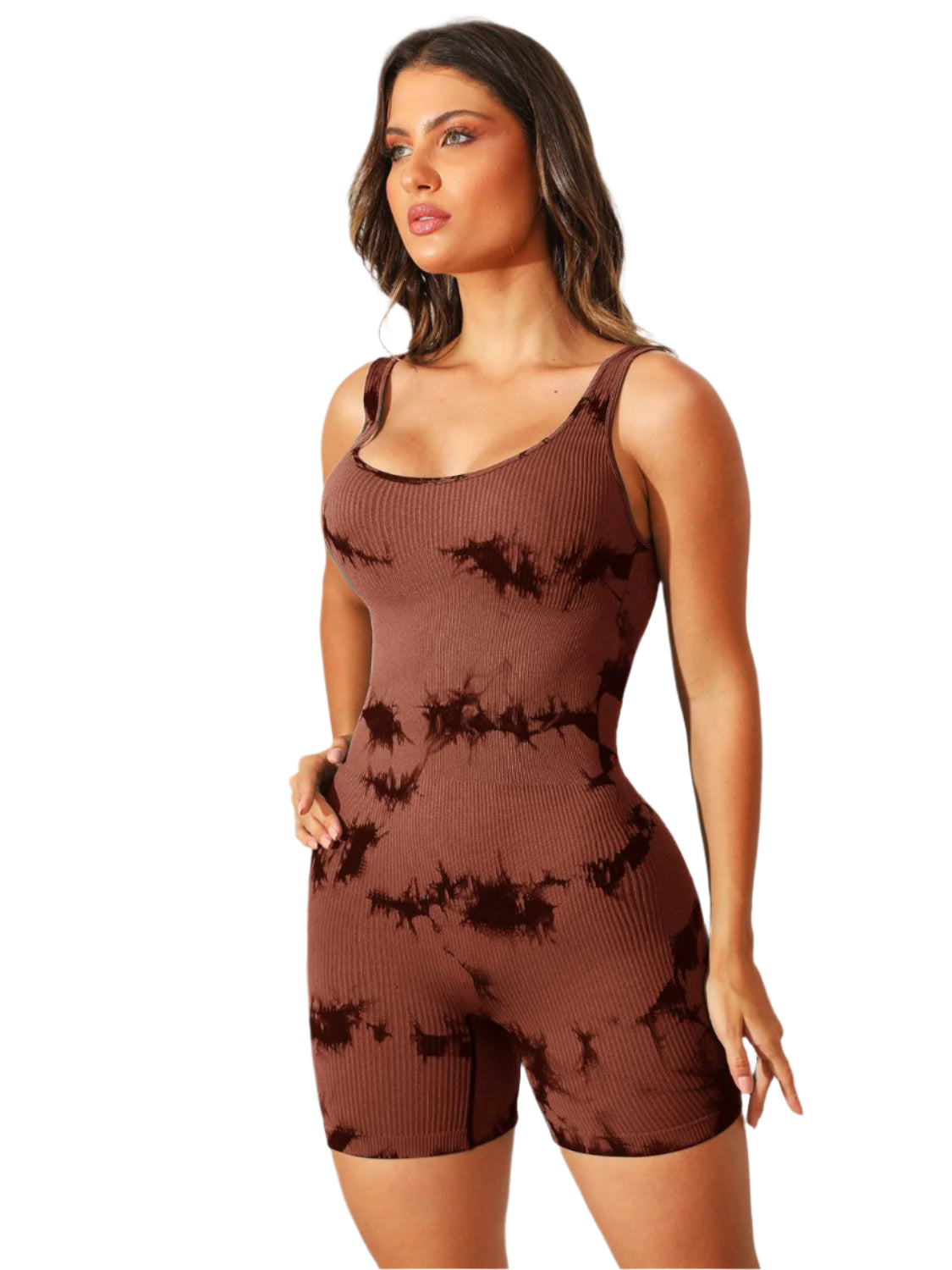 Tie-Dye Wide Strap Active Romper