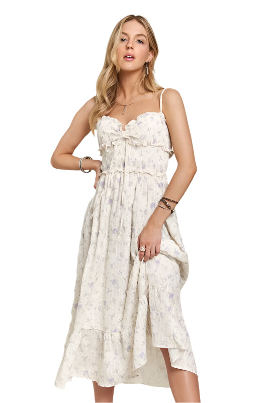 ADORA Smocked Floral Sweetheart Neck Cami Dress