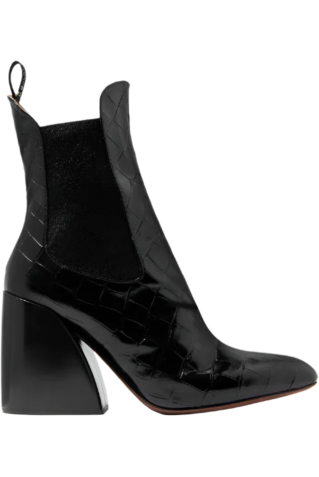 Thick Heel Cowhide Ankle Boots
