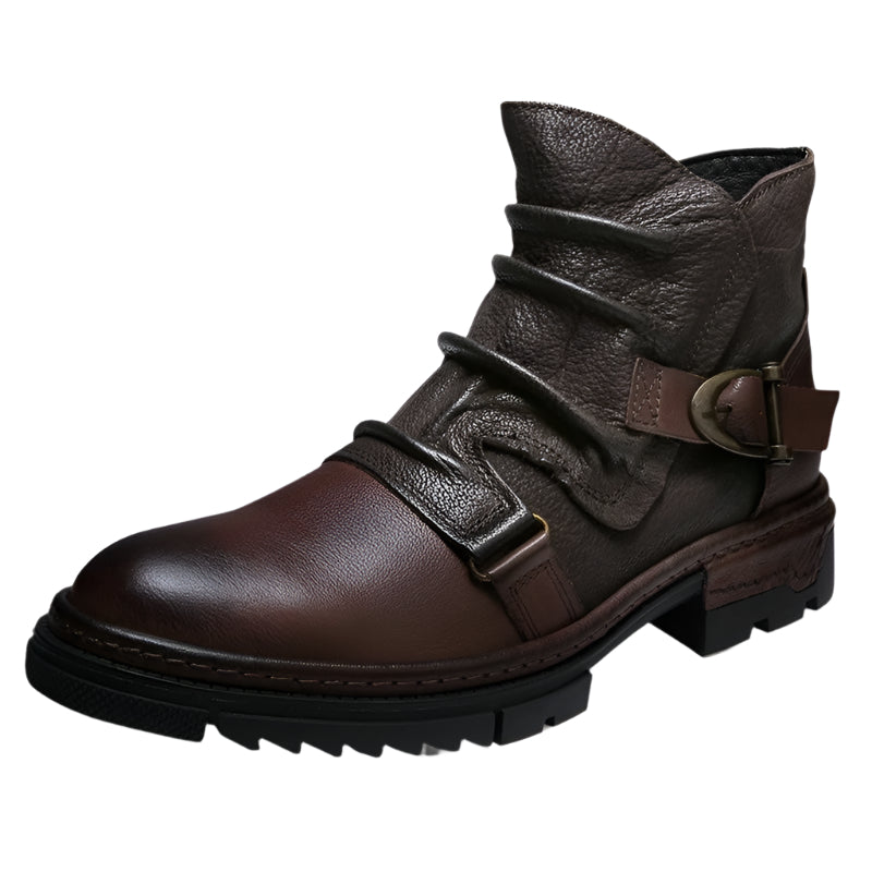 Genuine Wrinkle Cowhide Leather Men's Boots