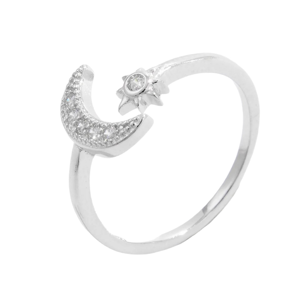 925 Sterling Silver Moon Open Ring