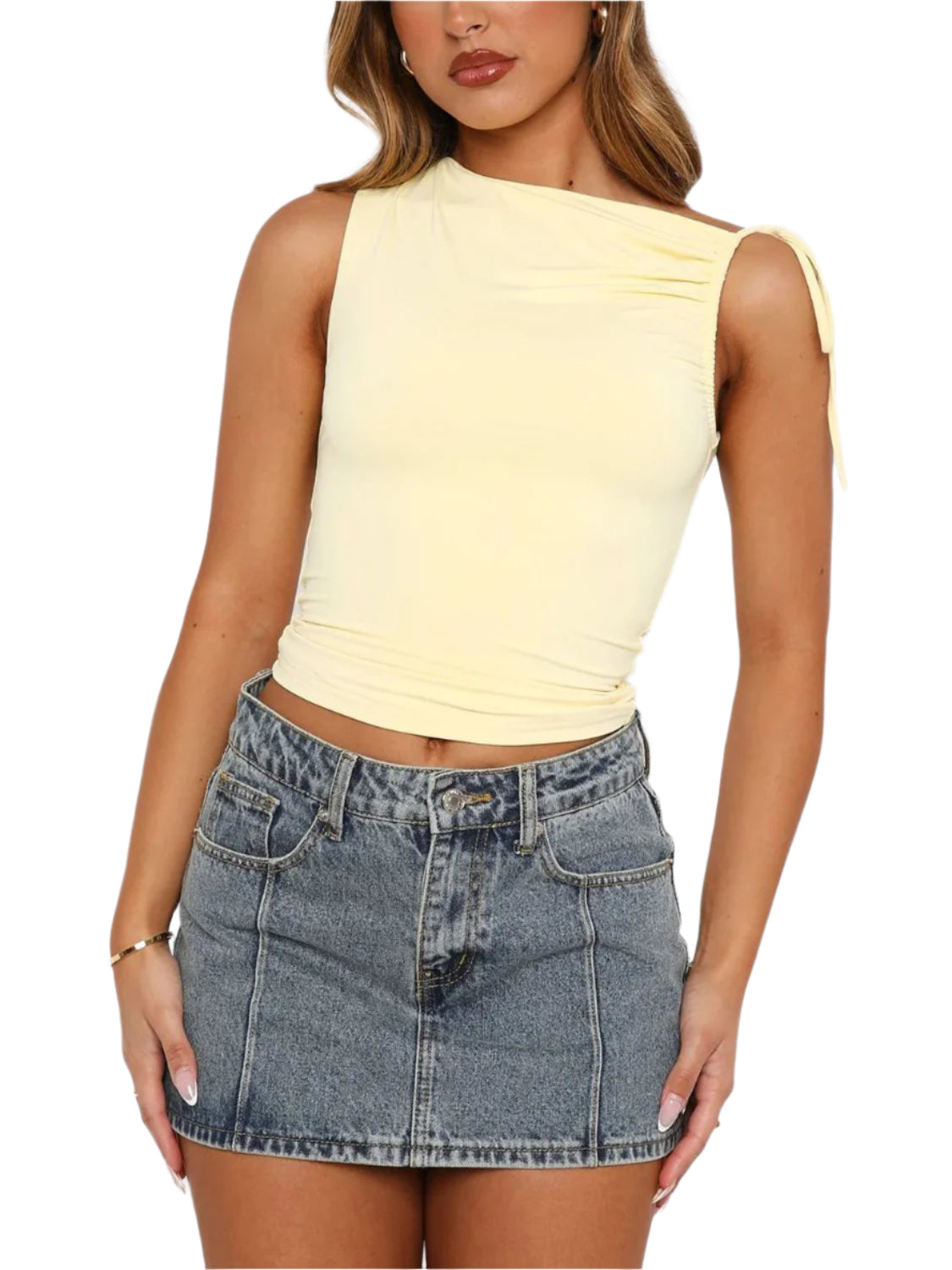 Lovelet Ruched Asymmetrical Neck Cami
